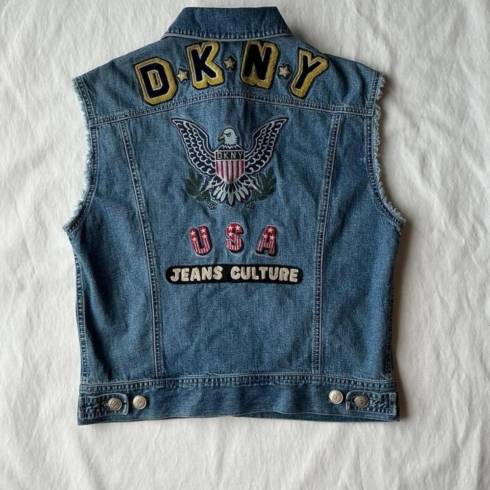 Vintage dkny denim patch vest size small